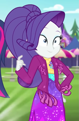 Size: 411x632 | Tagged: safe, screencap, rarity, sci-twi, twilight sparkle, equestria girls, g4, inclement leather, my little pony equestria girls: better together, cropped