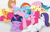 Size: 1910x1240 | Tagged: safe, artist:doodledonutart, applejack, fluttershy, pinkie pie, rainbow dash, rarity, twilight sparkle, ambiguous race, earth pony, pegasus, pony, unicorn, g4, applejack's hat, chest fluff, cowboy hat, cuddle puddle, cuddling, cute, dashabetes, diapinkes, eyes closed, floppy ears, group, hat, jackabetes, lying down, mane six, on back, open mouth, pile, pony pile, raribetes, shyabetes, simple background, sleeping, smiling, snoring, tongue out, twiabetes, unicorn twilight, white background