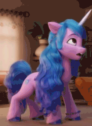 Size: 350x480 | Tagged: safe, edit, screencap, izzy moonbow, pony, unicorn, g5, my little pony: a new generation, spoiler:my little pony: a new generation, 3d, animated, beautiful, blinking, confused, cropped, cute, female, floppy ears, frown, gif, head tilt, i watch it for the ears, izzybetes, mare, raised hoof, solo, wide eyes