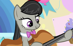 Size: 1333x849 | Tagged: safe, screencap, octavia melody, earth pony, pony, a horse shoe-in, g4, season 9, background pony, cello, cropped, female, mare, musical instrument, solo