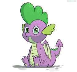 Size: 1728x1632 | Tagged: safe, artist:kirasunnight, spike, dragon, g4, cute, looking at you, male, simple background, sitting, solo, spikabetes, white background, winged spike, wings