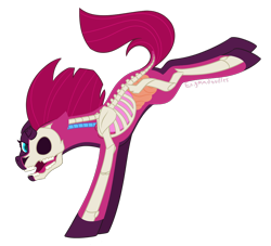 Size: 1100x1000 | Tagged: safe, artist:enigmadoodles, tempest shadow, pony, unicorn, freeny's hidden dissectibles, g4, bone, dissectibles, female, mare, organs, simple background, skeleton, solo, transparent background