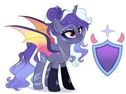 Size: 1800x1340 | Tagged: safe, artist:gihhbloonde, oc, oc only, bat pony, pony, base used, clothes, colored wings, female, gradient wings, mare, offspring, parent:night guard, parent:starlight glimmer, simple background, socks, solo, starry wings, transparent background, wings