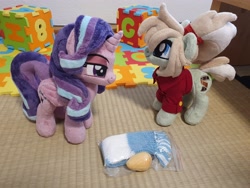 Size: 4032x3024 | Tagged: safe, starlight glimmer, oc, oc:milli, alicorn, earth pony, pony, g4, alicornified, clothes, duo, duo female, earth pony oc, eponafest, female, high res, irl, mare, mascot, photo, plushie, race swap, shirt, smiling, smirk, starlicorn