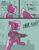 Size: 2340x3000 | Tagged: safe, artist:t72b, jasmine leaf, earth pony, pony, g4, bait and switch, bipedal, comic, dialogue, eyes closed, female, gun, heart, high res, hoof hold, m249, machine gun, mare, meme, neckerchief, open mouth, pun, solo, weapon