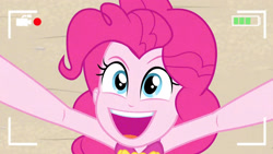 Size: 3410x1920 | Tagged: safe, screencap, pinkie pie, equestria girls, equestria girls specials, g4, my little pony equestria girls: better together, my little pony equestria girls: forgotten friendship, beach, camera shot, clothes, female, high res, one-piece swimsuit, open mouth, sleeveless, solo, swimsuit