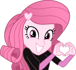 Size: 847x783 | Tagged: source needed, safe, artist:tanahgrogot, oc, oc only, oc:annisa trihapsari, equestria girls, apology, equestria girls-ified, female, grin, happy, heart, indonesia, looking at you, mare, medibang paint, pink body, pink mane, simple background, smiling, solo, teeth, transparent background