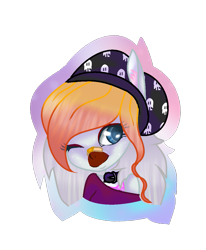 Size: 961x1165 | Tagged: safe, artist:aonairfaol, oc, oc only, earth pony, anthro, bust, clothes, earth pony oc, eyelashes, female, one eye closed, simple background, smiling, solo, transparent background, wink