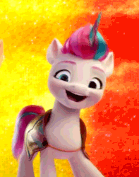 Size: 594x754 | Tagged: safe, sunny starscout, zipp storm, earth pony, pegasus, pony, g5, my little pony: a new generation, spoiler:my little pony: a new generation, adorazipp, animated, clothes, cute, dancing, disguise, fake horn, female, fit right in (g5), gif, mare, open mouth, robe, solo focus