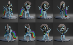 Size: 1736x1071 | Tagged: safe, artist:tinybenz, commander hurricane, rainbow dash, pegasus, pony, g4, 3d, multiple angles