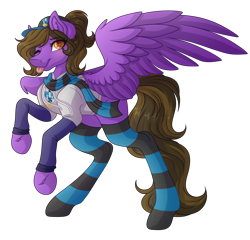 Size: 3580x3436 | Tagged: safe, artist:amazing-artsong, oc, oc only, oc:hannah rainboom, pegasus, pony, clothes, female, high res, mare, one eye closed, scarf, simple background, socks, solo, striped socks, tongue out, transparent background, wink