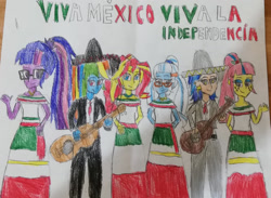 Size: 1280x938 | Tagged: safe, artist:brandonale, indigo zap, rainbow dash, sci-twi, sour sweet, sugarcoat, sunset shimmer, twilight sparkle, equestria girls, g4, mexican independence day, mexico, september 16th, sombrero, traditional art