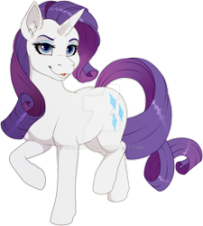 Size: 900x1000 | Tagged: safe, artist:sugarcup, rarity, pony, unicorn, g4, deviantart watermark, ear fluff, female, mare, obtrusive watermark, raised leg, simple background, solo, transparent background, watermark, white outline