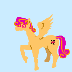 Size: 500x500 | Tagged: safe, artist:askpinkiepieandfriends, oc, oc only, oc:snickerdoodle, pegasus, pony, blue background, female, glasses, mare, raised hoof, simple background, solo, spread wings, wings
