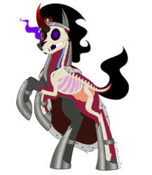 Size: 1000x1150 | Tagged: safe, artist:enigmadoodles, king sombra, pony, unicorn, g4, bone, dissectibles, male, organs, simple background, skeleton, solo, stallion, transparent background