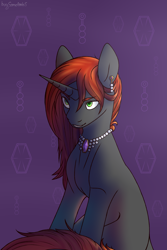 Size: 2459x3689 | Tagged: safe, artist:buy_some_apples, oc, oc only, pony, unicorn, ear piercing, earring, high res, jewelry, leonine tail, necklace, piercing, solo, tail