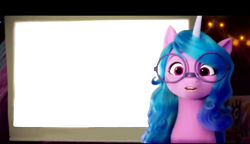 Size: 1564x899 | Tagged: safe, izzy moonbow, pony, g5, my little pony: a new generation, spoiler:my little pony: a new generation, glasses, izzy's presentation, simple background, solo, template, transparent background
