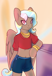 Size: 3000x4300 | Tagged: safe, alternate version, artist:buy_some_apples, valley glamour, oc, oc only, pegasus, semi-anthro, g4, arm hooves, bracelet, clothes, fashion, jewelry, magazine, vanity mare