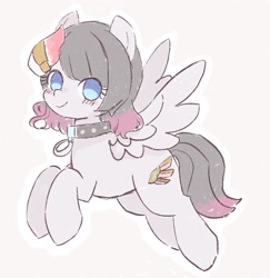Size: 1429x1469 | Tagged: safe, artist:ginmaruxx, oc, oc only, pegasus, pony, blue eyes, collar, female, mare, outline, pegasus oc, simple background, solo, spread wings, white outline, wings