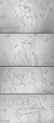 Size: 1200x2754 | Tagged: safe, artist:lzjian79, sci-twi, sunset shimmer, twilight sparkle, equestria girls, g4, crossover, dancing, female, lesbian, pencil drawing, ship:sci-twishimmer, ship:sunsetsparkle, shipping, sketch, traditional art
