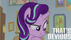 Size: 1280x720 | Tagged: safe, edit, edited screencap, editor:quoterific, screencap, starlight glimmer, pony, unicorn, g4, marks for effort, season 8, blue eyes, caption, female, grin, horn, mare, school of friendship, smiling, solo, text