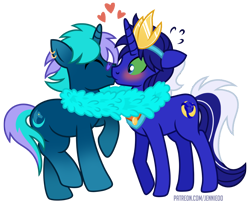 Size: 1100x899 | Tagged: safe, artist:jennieoo, oc, oc:frightmare, oc:night hunter, pony, saddle arabian, unicorn, couple, kiss on the lips, kissing, show accurate, simple background, transparent background, vector