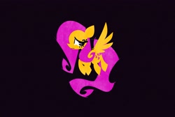 Size: 3000x2019 | Tagged: safe, artist:spacekitsch, fluttershy, pegasus, pony, g4, black background, colored, female, flat colors, high res, looking at you, mare, profile, simple background, solo, spread wings, wings