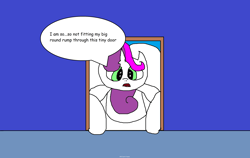 Size: 3820x2420 | Tagged: safe, artist:coltfan97, sweetie belle, pony, unicorn, g4, 1000 hours in ms paint, doorway, giant pony, giant unicorn, high res, macro, solo