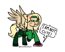 Size: 1500x1200 | Tagged: safe, artist:greenmaneheart, oc, oc only, pegasus, pony, blatant lies, clothes, cross-popping veins, cute, female, i'm not cute, mare, simple background, solo, transparent background