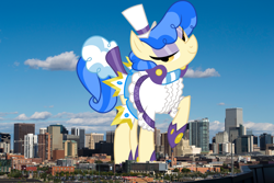 Size: 3300x2200 | Tagged: safe, artist:dashiesparkle, artist:thegiantponyfan, sapphire shores, earth pony, pony, g4, colorado, denver, female, giant pony, giant sapphire shores, giant/macro earth pony, giantess, high res, highrise ponies, irl, macro, mare, mega giant, photo, ponies in real life
