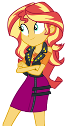 Size: 5990x11192 | Tagged: safe, artist:andoanimalia, sunset shimmer, equestria girls, equestria girls series, forgotten friendship, g4, crossed arms, female, simple background, solo, transparent background, vector