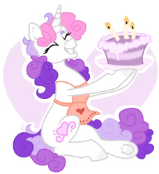 Size: 854x936 | Tagged: safe, artist:skior, sweetie belle (g3), pony, g3, apron, cake, clothes, food, solo