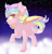 Size: 2438x2514 | Tagged: safe, artist:schokocream, oc, oc only, oc:paper stars, bat pony, pony, amputee, bat pony oc, bat wings, ethereal mane, female, flying, high res, mare, multicolored hair, outdoors, rainbow hair, solo, starry mane, wings
