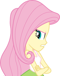 Size: 3000x3770 | Tagged: safe, artist:cloudy glow, fluttershy, equestria girls, g4, crossed arms, female, frown, high res, simple background, sleeveless, solo, transparent background, vector