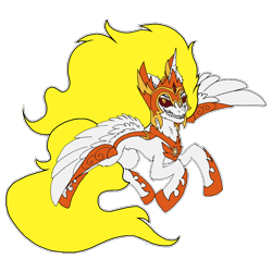 Size: 1500x1500 | Tagged: safe, artist:sorajona, daybreaker, alicorn, pony, g4, armor, colored, evil, evil grin, fire, flat colors, floating, flying, full body, grin, simple background, smiling, solo, teeth, transparent background