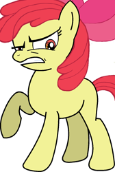 Size: 812x1210 | Tagged: safe, artist:morsecode007, apple bloom, earth pony, pony, g4, female, filly, gritted teeth, raised hoof, scowl, solo