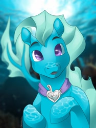 Size: 960x1280 | Tagged: safe, artist:rexyjackal, oc, oc only, merpony, seapony (g4), boop, camera, commission, crepuscular rays, digital art, fish tail, flowing tail, jewelry, looking at you, male, necklace, ocean, open mouth, purple eyes, signature, solo, sun, sunlight, tail, underwater, water