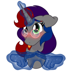 Size: 900x900 | Tagged: safe, artist:nivimonster, oc, oc only, oc:scarlet melody, pony, unicorn, bust, female, hand, magic, magic hands, mare, portrait, simple background, solo, tongue out, transparent background