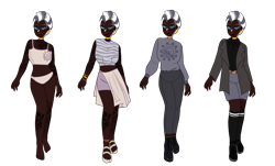 Size: 3042x1843 | Tagged: safe, artist:idkhesoff, zecora, human, g4, anklet, barefoot, belly button, belt, boots, bra, bracelet, clothes, coat, dark skin, ear piercing, earring, eyebrow piercing, feet, female, flats, humanized, jeans, jewelry, kneesocks, midriff, neck rings, nose piercing, nose ring, panties, pants, piercing, sandals, shirt, shoes, shorts, simple background, socks, solo, sports bra, sports shorts, stockings, striped socks, sweater, tattoo, thigh highs, transparent background, underwear