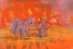 Size: 480x320 | Tagged: safe, screencap, megan williams, wind whistler, human, pegasus, pony, g1, my little pony 'n friends, the magic coins, animated, cute, female, fire, looped, mare, megan's fire, megandorable, whistlerbetes