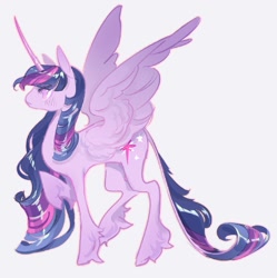 Size: 768x770 | Tagged: safe, artist:costly, twilight sparkle, alicorn, pony, g4, female, leg fluff, leonine tail, mare, profile, solo, spread wings, tail, twilight sparkle (alicorn), wings