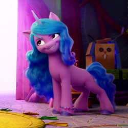 Size: 666x666 | Tagged: safe, screencap, izzy moonbow, pony, unicorn, g5, my little pony: a new generation, 3d, cropped, female, mare, smiling, solo