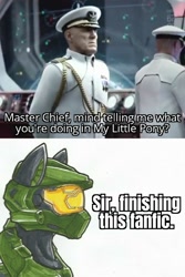 Size: 986x1479 | Tagged: artist needed, safe, edit, editor:bandwidth, human, pony, captain, crossover, halo (series), master chief, meme, ponified, text, video game