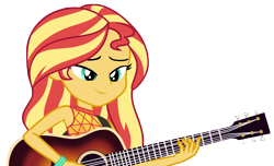 Size: 9941x6032 | Tagged: safe, artist:andoanimalia, sunset shimmer, equestria girls, g4, let it rain, my little pony equestria girls: better together, guitar, musical instrument, simple background, sleeveless, solo, transparent background, vector