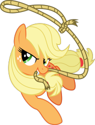 Size: 6000x7884 | Tagged: safe, artist:twilirity, artist:yanoda, applejack, earth pony, pony, fighting is magic, g4, .svg available, absurd resolution, community related, cutie mark, female, freckles, hatless, lasso, main menu, mare, missing accessory, mouth hold, pose, rope, simple background, solo, stetson, transparent background, vector