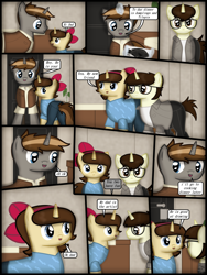 Size: 1750x2333 | Tagged: safe, artist:99999999000, oc, oc only, oc:cwe, oc:mar baolin, oc:mar ker, fish, pony, unicorn, comic:visit, clothes, comic, daughter, father, female, glasses, male