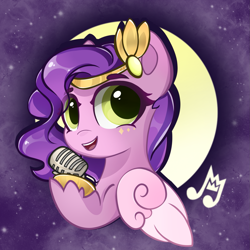 Size: 2141x2141 | Tagged: safe, artist:eris azure, pipp petals, pegasus, pony, g5, adorapipp, cute, cutie mark, female, headband, high res, mare, microphone, singer, solo