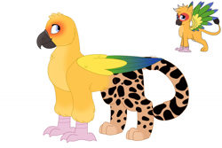 Size: 1280x854 | Tagged: safe, artist:itstechtock, oc, oc only, oc:mango, griffon, hybrid, parrot, parrot griffon, female, simple background, solo, white background