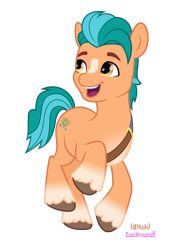 Size: 1579x2208 | Tagged: safe, artist:luckreza8, hitch trailblazer, earth pony, pony, g5, .svg available, happy, male, open mouth, raised hoof, simple background, smiling, stallion, transparent background, unshorn fetlocks, vector