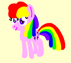 Size: 624x550 | Tagged: safe, artist:boyiepony34, parasol (g1), earth pony, pony, g1, g4, cute, female, g1 paracute, g1 to g4, generation leap, mare, rainbow ponies, simple background, smiling, solo, tan background
